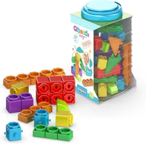 Engino: Qboidz Baby - My First Steps - Large - 72pc Brick Set, Dual-Dimension Build & Connect, Stack & Click Assembly, Open Play, Toddlers Kids 18mo 