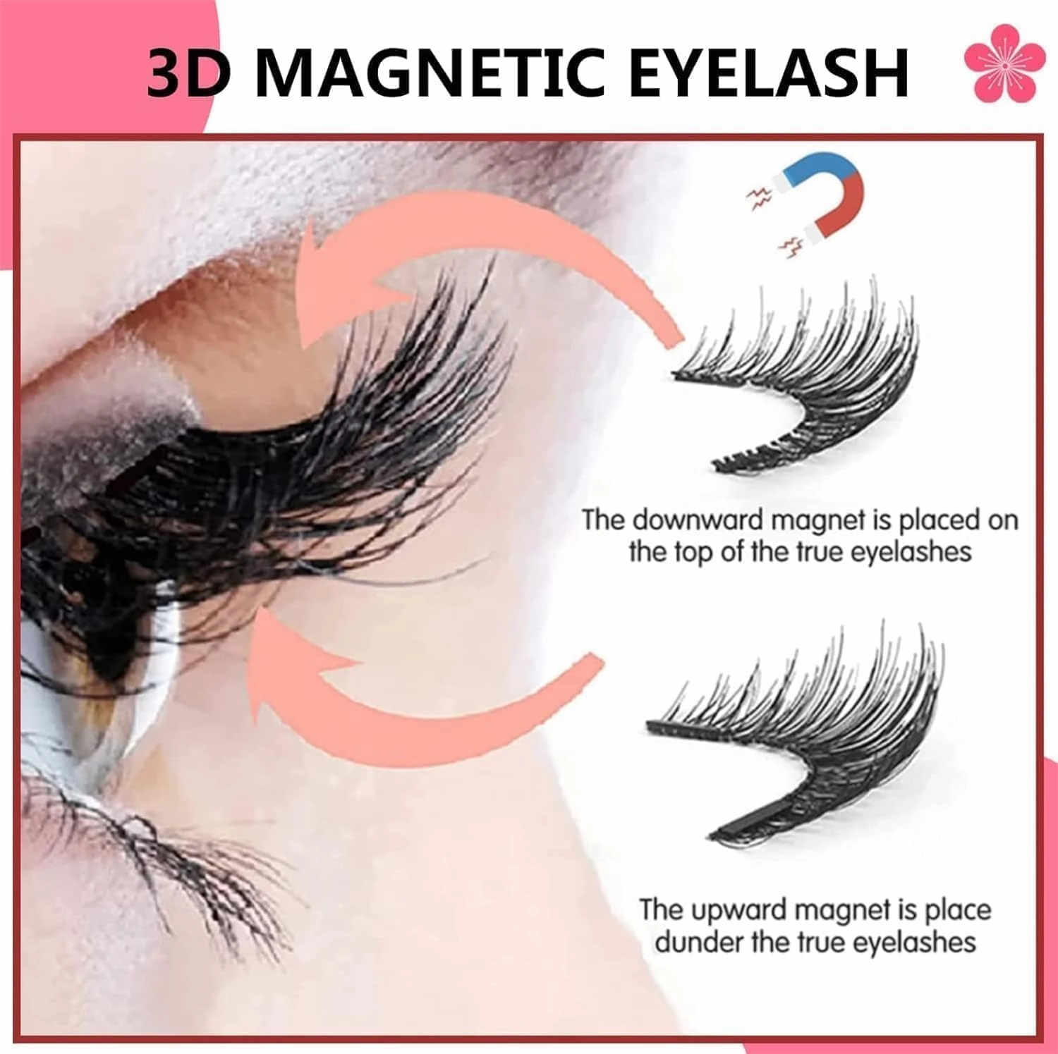 Enjuvie Magnetic Eyelashes,Enjuvie Magnetic Lashes With Applicator,Enjuvie Magnetic Eyelashes Kit,Reusable Magnetic Eyelashes,Magnetic Lashes Natural Look (Natural,2PCS)