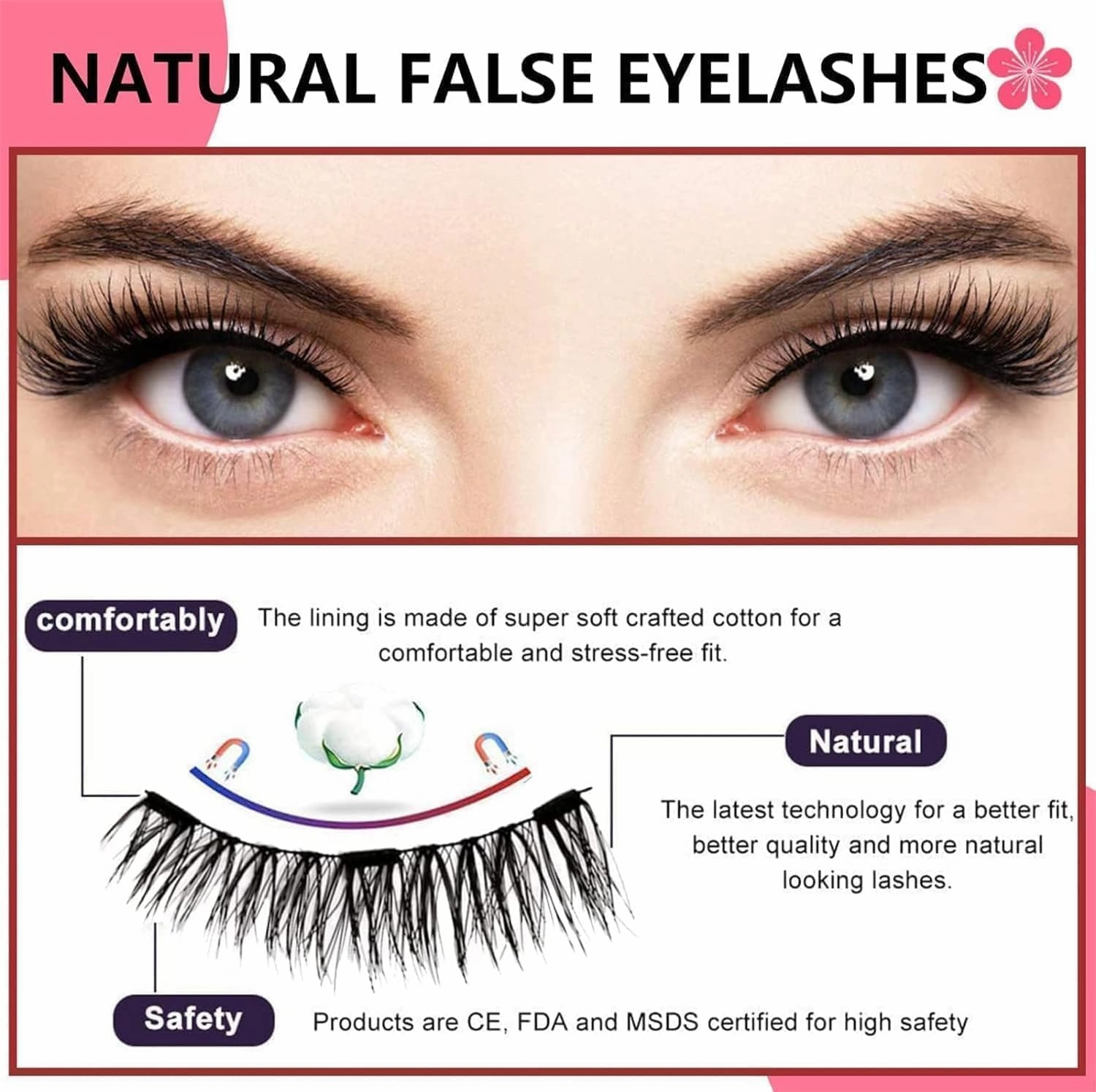 Enjuvie Magnetic Eyelashes,Enjuvie Magnetic Lashes With Applicator,Enjuvie Magnetic Eyelashes Kit,Reusable Magnetic Eyelashes,Magnetic Lashes Natural Look (Natural,2PCS)