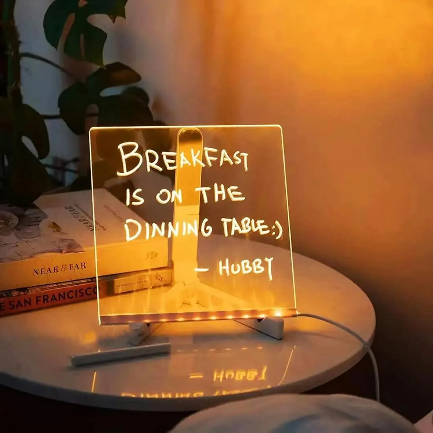 Erasable LED Drawing Board With Night Light, Creative Rewritable Acrylic Message Board for Kids, Light up Note Board With Colors (7.9 * 7.9in)