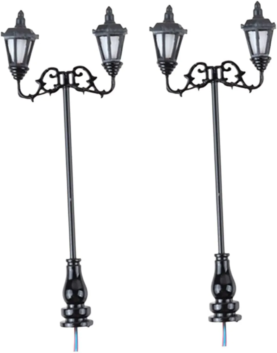 ERINGOGO DIY Miniature Ornament Set 2pcs Mini Street Light Models for Sand Table Landscape Lamp Toy Realistic Miniature