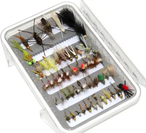 Essential Fly Fishing Flies Assortment | Dry, Wet, Nymphs, Streamers, Caddis, Hopper | Trout, Bass, Steelhead Fishing Lure Set