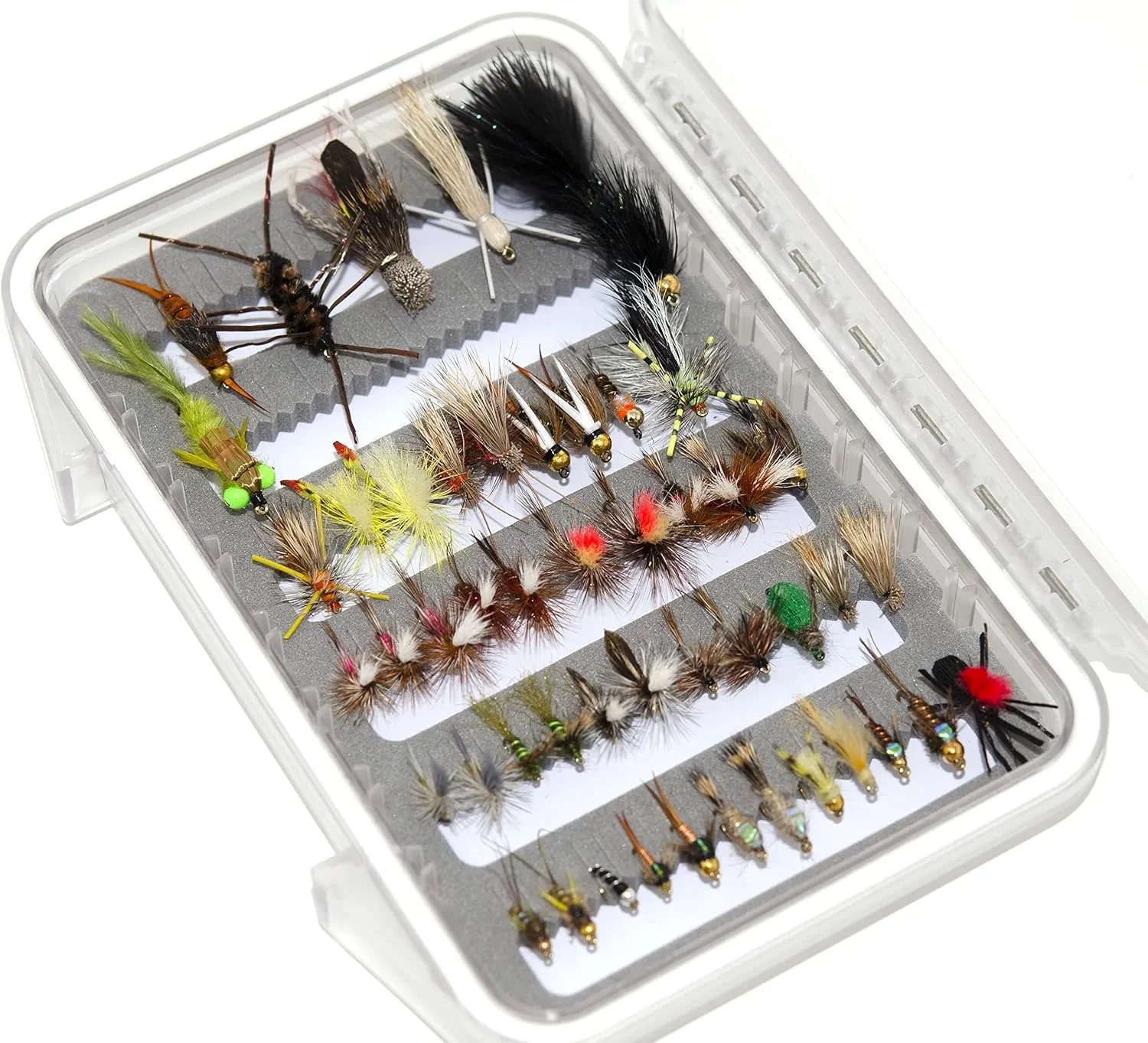 Essential Fly Fishing Flies Assortment | Dry, Wet, Nymphs, Streamers, Caddis, Hopper | Trout, Bass, Steelhead Fishing Lure Set