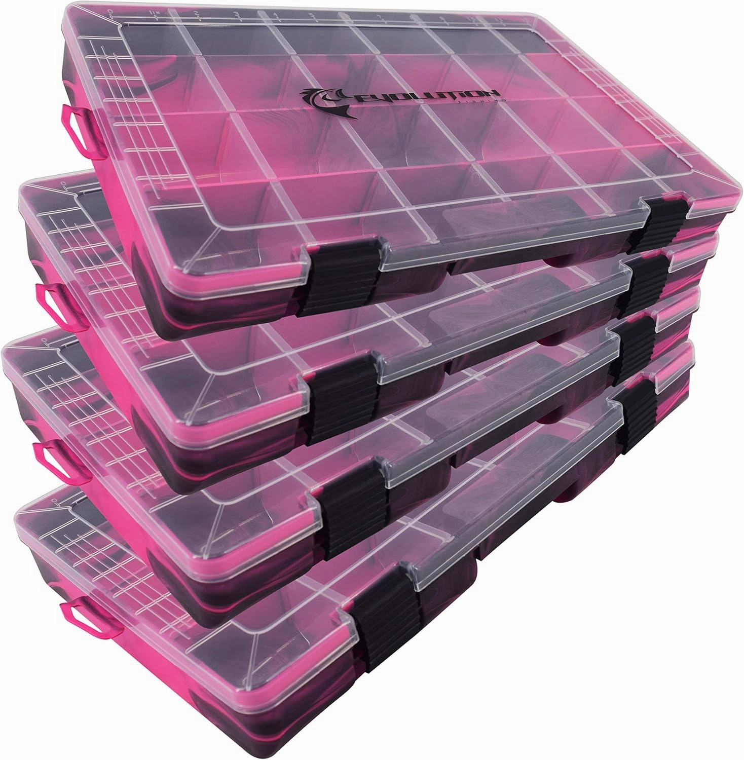 Evolution Outdoor 3700 Drift Series Fishing Tackle Tray – Colored Tackle Box Organizer with Removable Compartments, Clear Lid, 2 Latch Closure, Utility Box Storage