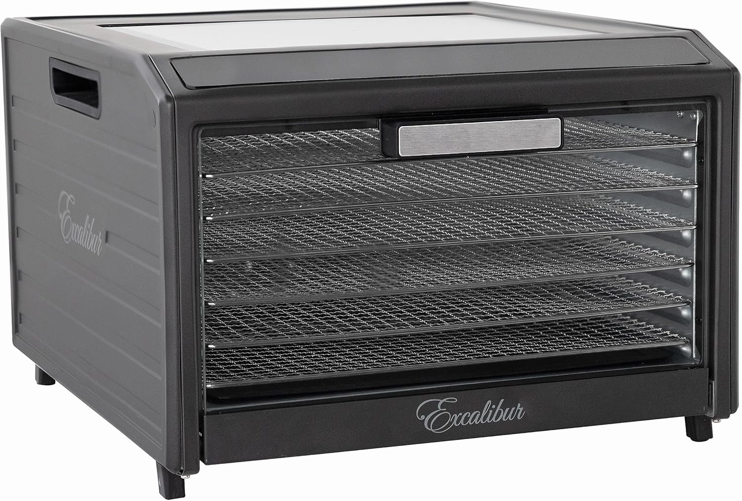 Excalibur Electric Food Dehydrator Performance Series 6-Tray with Adjustable Temperature Control Includes Stainless Steel Drying Trays Glass Door Top View Window and LED Display Progress Bar, Black