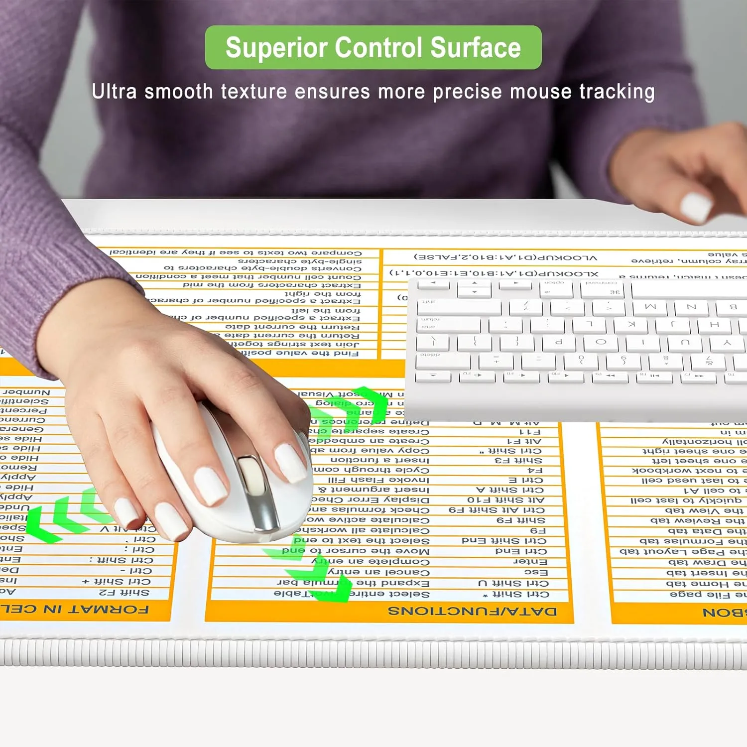 Excel Cheat Sheet Desk Pad, Extended Large Gaming Mouse Pad, Big XXL Computer Keyboard Shortcuts Keys Mat for Desktop, Office Spreadsheet Desk Mat for Keyboard and Laptop, 31.5 x 15.7in, Orange