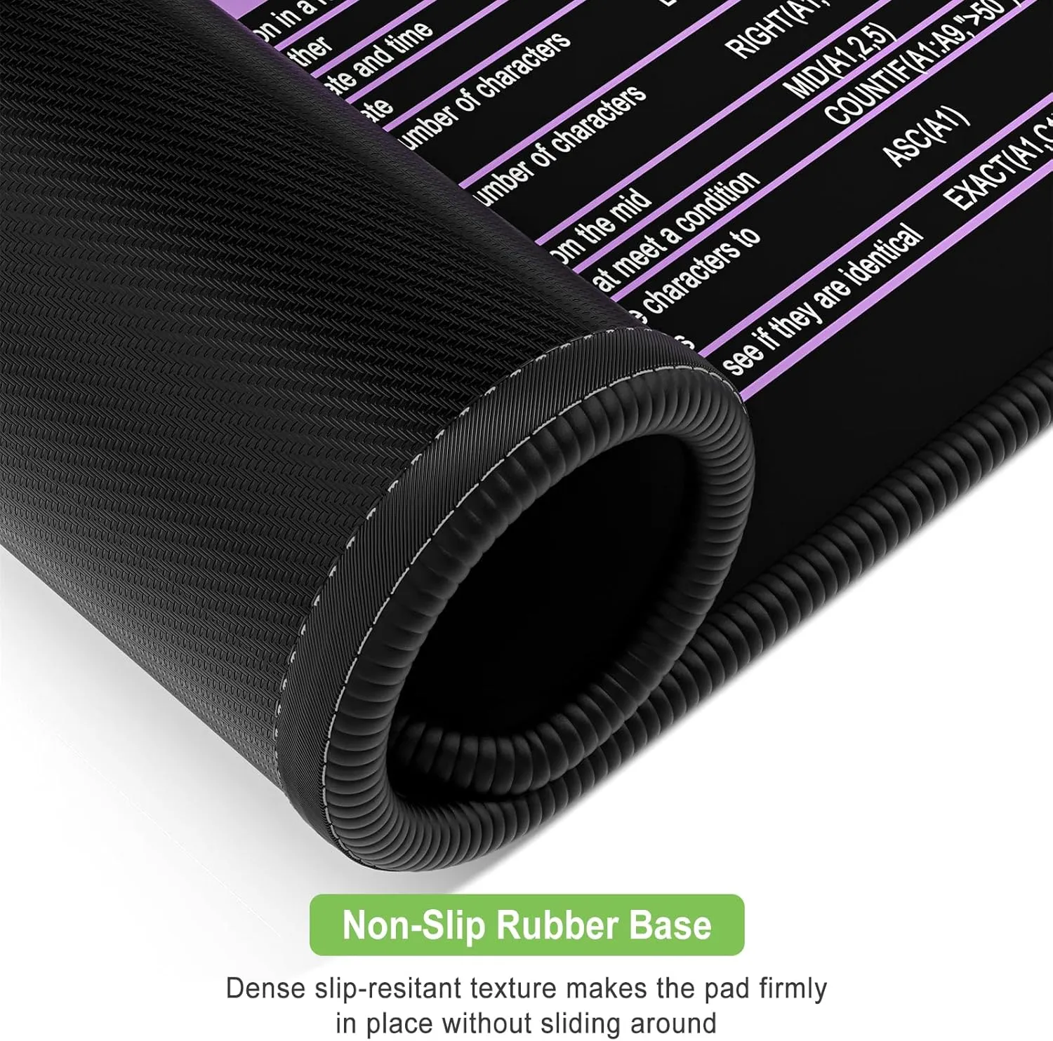 Excel Cheat Sheet Desk Pad, Extended Large Gaming Mouse Pad, Big XXL Computer Keyboard Shortcuts Keys Mat for Desktop, Office Spreadsheet Desk Mat for Keyboard and Laptop, 31.5 x 15.7in, Purple