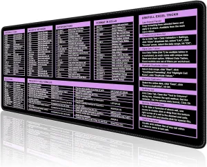 Excel Cheat Sheet Desk Pad, Extended Large Gaming Mouse Pad, Big XXL Computer Keyboard Shortcuts Keys Mat for Desktop, Office Spreadsheet Desk Mat for Keyboard and Laptop, 31.5 x 15.7in, Purple