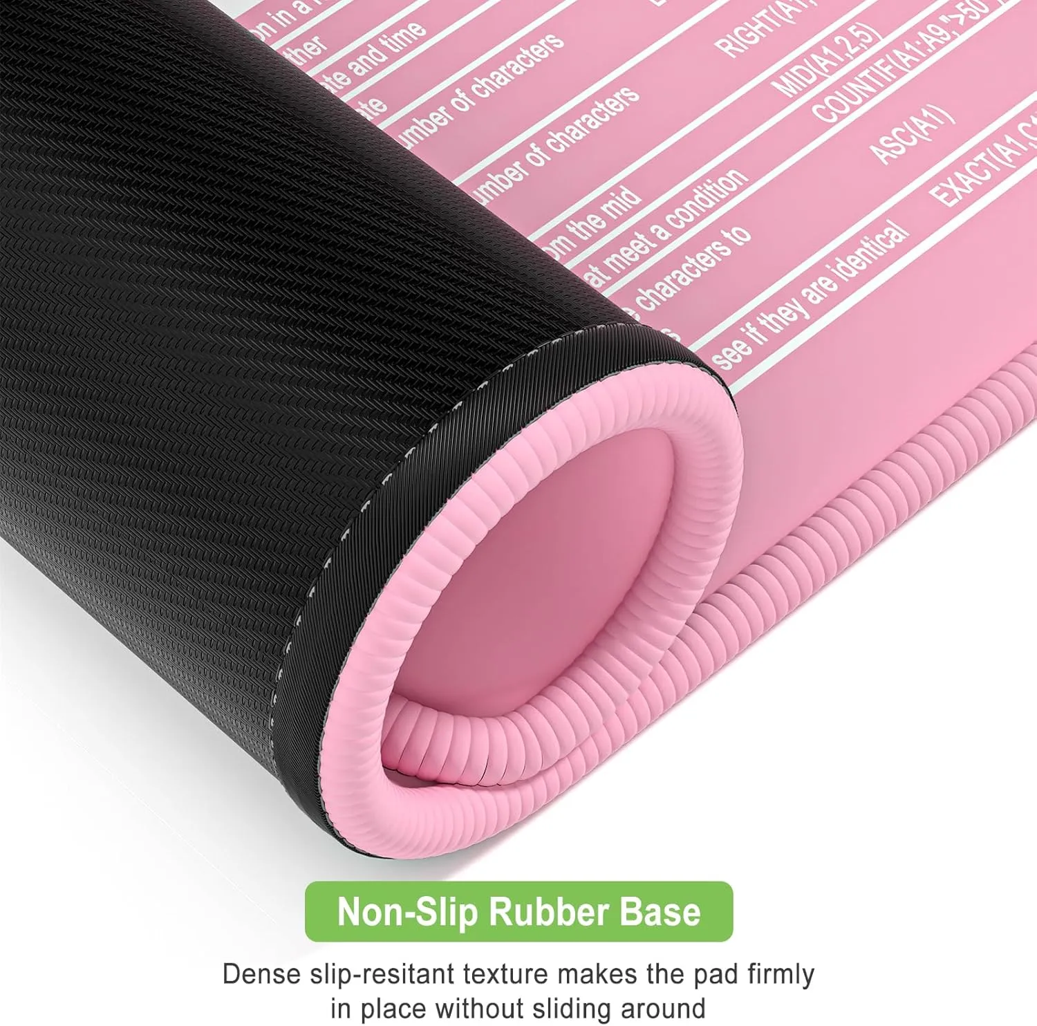 Excel Cheat Sheet Desk Pad, Extended Large Gaming Mouse Pad, Big XXL Computer Keyboard Shortcuts Keys Mat for Desktop, Office Spreadsheet Desk Mats for Keyboard and Laptop, 31.5 x 15.7in, Pink