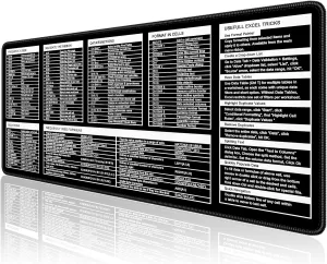 Excel Shortcut Keys Mouse Pad, Extended Large Cheat Sheet Gaming Mouse Pad, Big XXL Computer Keyboard Mat with Stitched Edges for Desktop, Non-Slip Office PC Full Desk Mat, 31.5 x 15.7in, Black