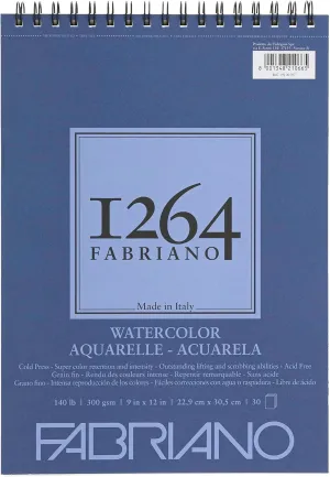 Fabriano 1264 Watercolor Pad, 9 x 12, Bright White