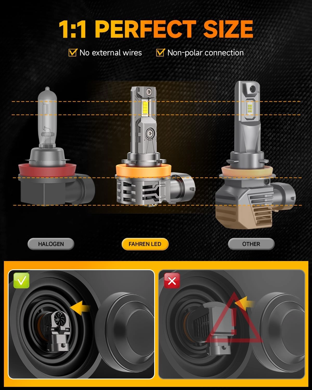 FAHREN H11 9005 Fog light Combo, [Upgraded& Brightest] 60000LM 900% Super Bright H9 H8 HB3 Off-Road Use or Fog Light Bulbs,6500K White Non-Polarity Plug and Play, Pack of 4