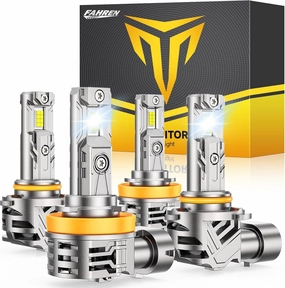 FAHREN H11 9005 Fog light Combo, [Upgraded& Brightest] 60000LM 900% Super Bright H9 H8 HB3 Off-Road Use or Fog Light Bulbs,6500K White Non-Polarity Plug and Play, Pack of 4