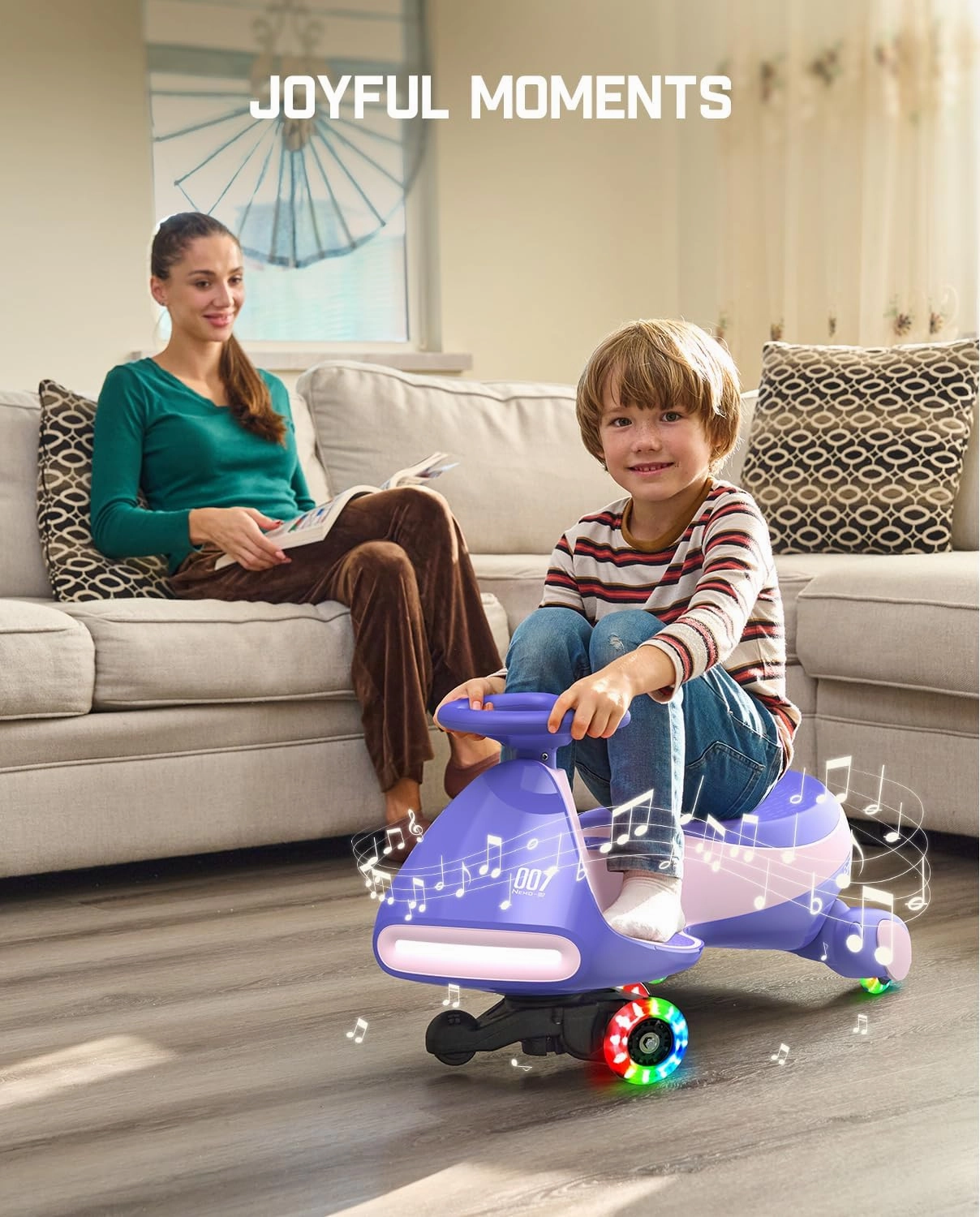 FanttikRide 12V N7 Pro Electric Wiggle Car with Pedal, Rechargeable Battery, CyberWiggle, 2 in 1 Swing Car, 2 Speed, Anti-Rollover, Flashing Wheels, Bluetooth, for Ages 3 and Up, 150 Lbs, Pink