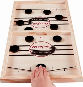 Fast Sling Puck Game - Fast Action Foosball Table Super Winner Wooden Air Hockey Board Game - Desktop Battle Slingshot Game - Fun for Family Game or Party with Friends