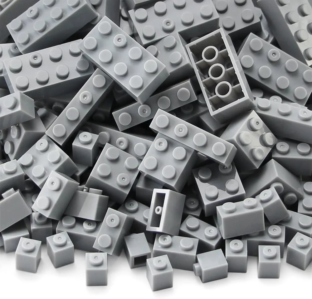 Feleph 260 Pieces Light Bluish Gray Bulk Bricks Classic Building Creative Play Blocks Set Parts Toy Accessories Compatible with Major Brick Brands…