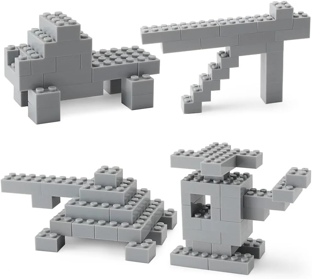 Feleph 260 Pieces Light Bluish Gray Bulk Bricks Classic Building Creative Play Blocks Set Parts Toy Accessories Compatible with Major Brick Brands…