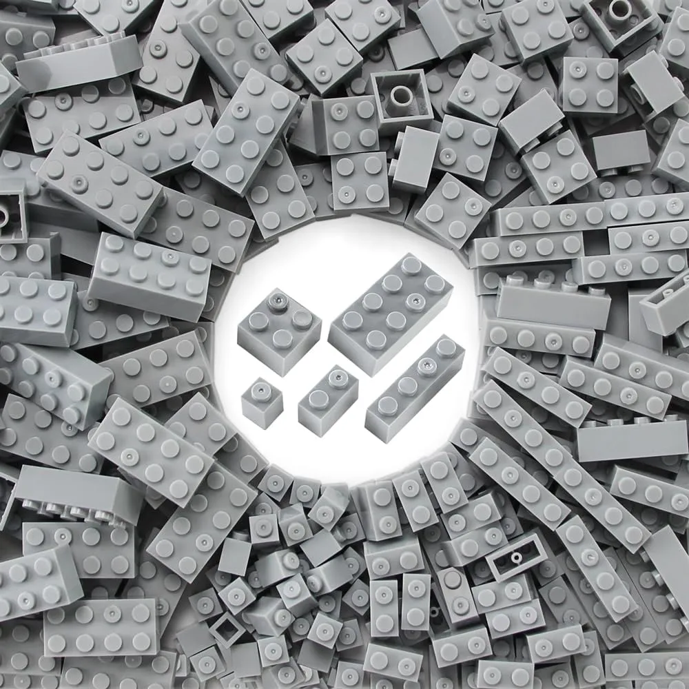 Feleph 260 Pieces Light Bluish Gray Bulk Bricks Classic Building Creative Play Blocks Set Parts Toy Accessories Compatible with Major Brick Brands…