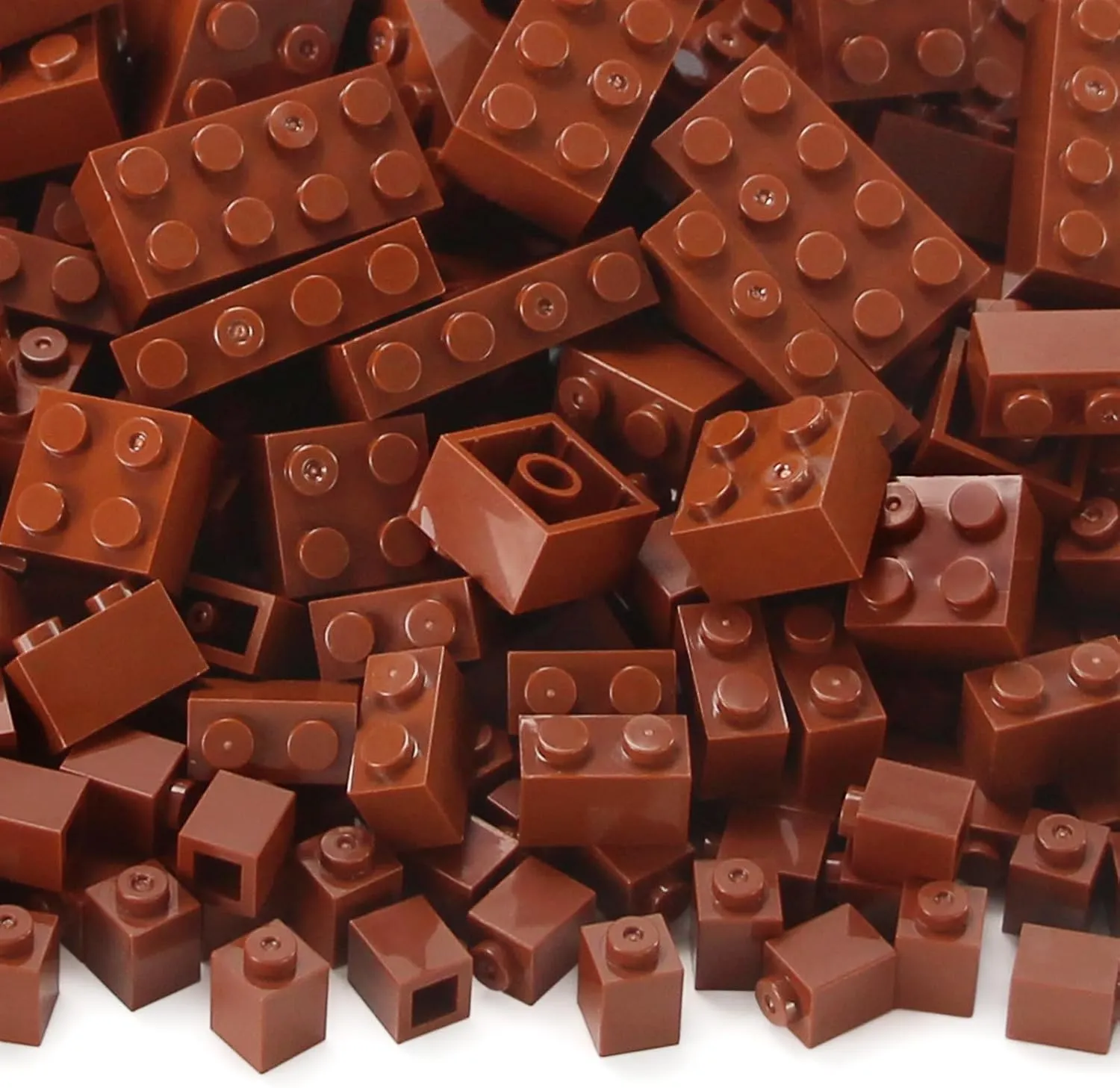 Feleph 260 Pieces Reddish Brown Bulk Bricks Classic Building Creative Play Blocks Set Parts Toy Accessories Compatible with Major Brick Brands