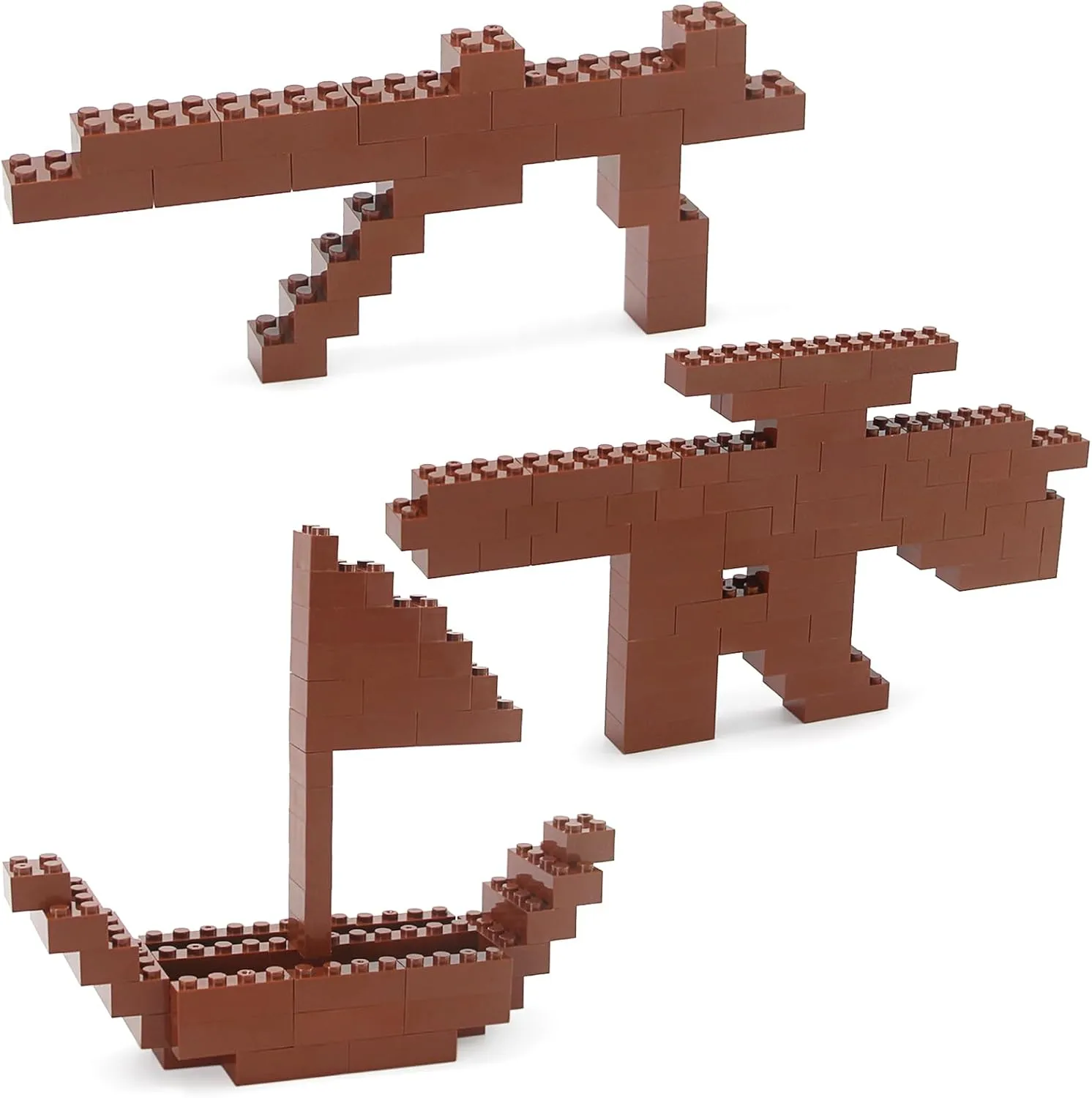Feleph 260 Pieces Reddish Brown Bulk Bricks Classic Building Creative Play Blocks Set Parts Toy Accessories Compatible with Major Brick Brands