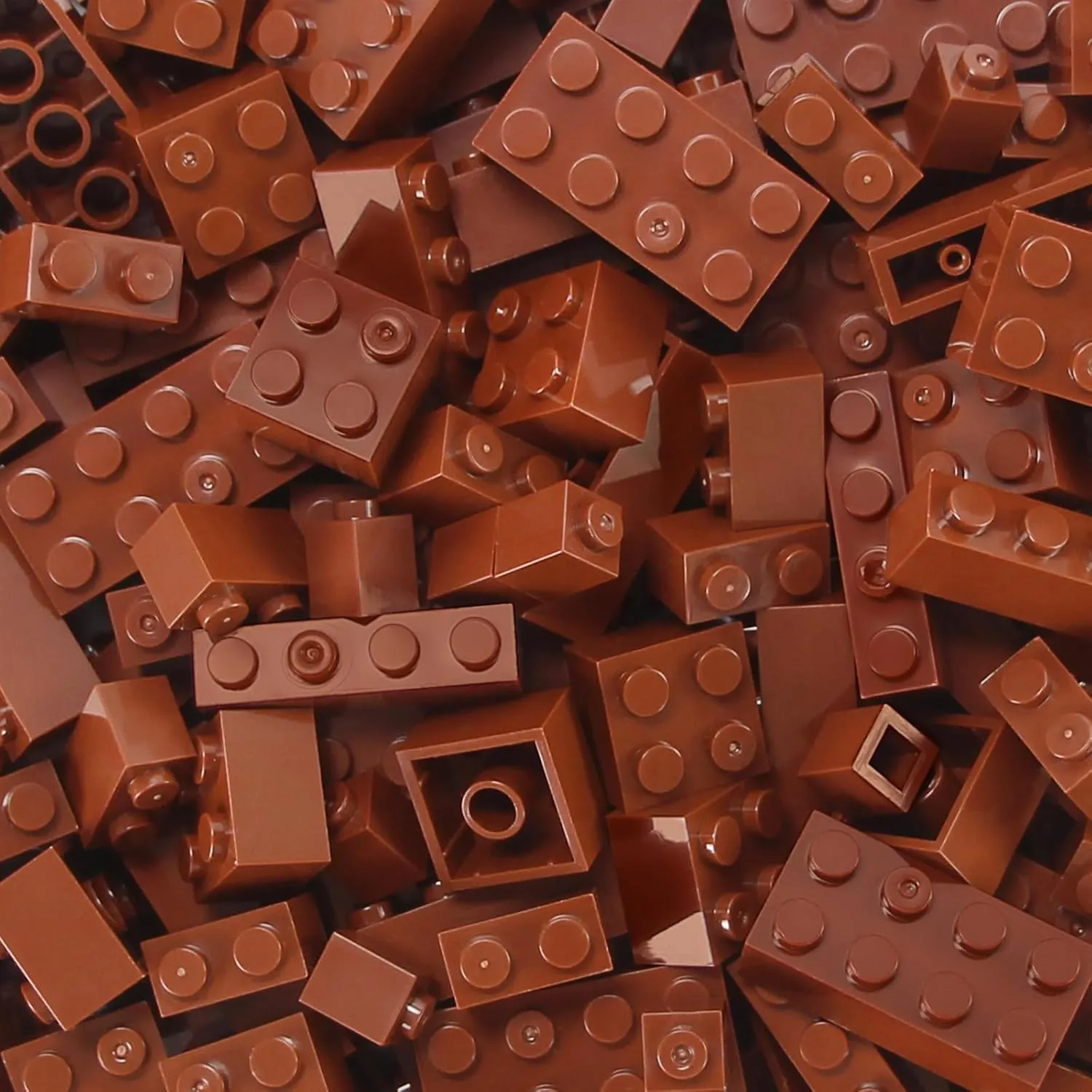Feleph 260 Pieces Reddish Brown Bulk Bricks Classic Building Creative Play Blocks Set Parts Toy Accessories Compatible with Major Brick Brands