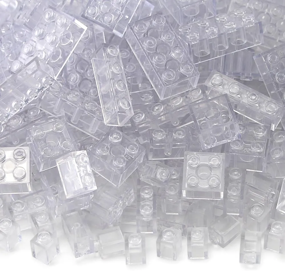 Feleph 260 Pieces Trans-Clear Bulk Bricks Classic Building Creative Play Blocks Set Parts Toy Accessories Compatible with Major Brick Brands (Clear)…