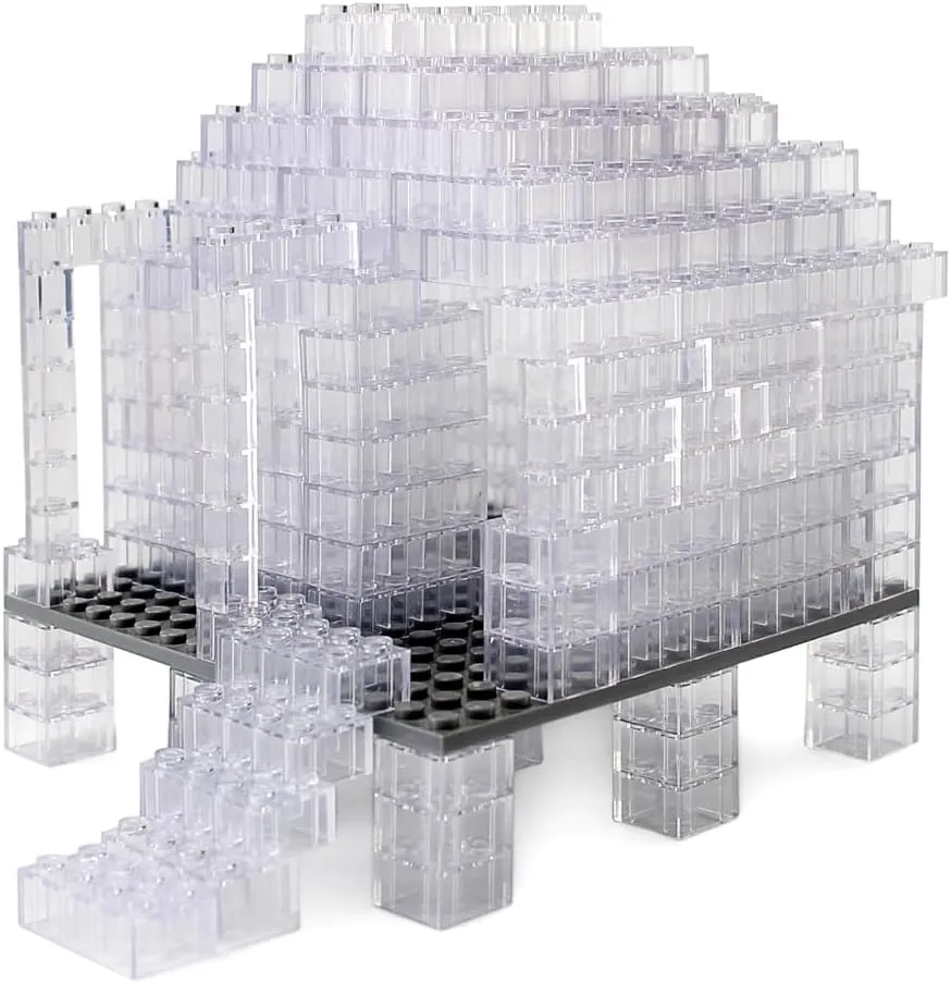 Feleph 260 Pieces Trans-Clear Bulk Bricks Classic Building Creative Play Blocks Set Parts Toy Accessories Compatible with Major Brick Brands (Clear)…