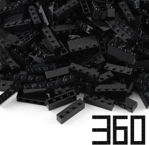 Feleph 360 Pieces 1x4 Bricks Black Classic Parts Building Creative Play Blocks Set Toy Classic Accessories Compatible with 3010 3066 Major Brick Brands