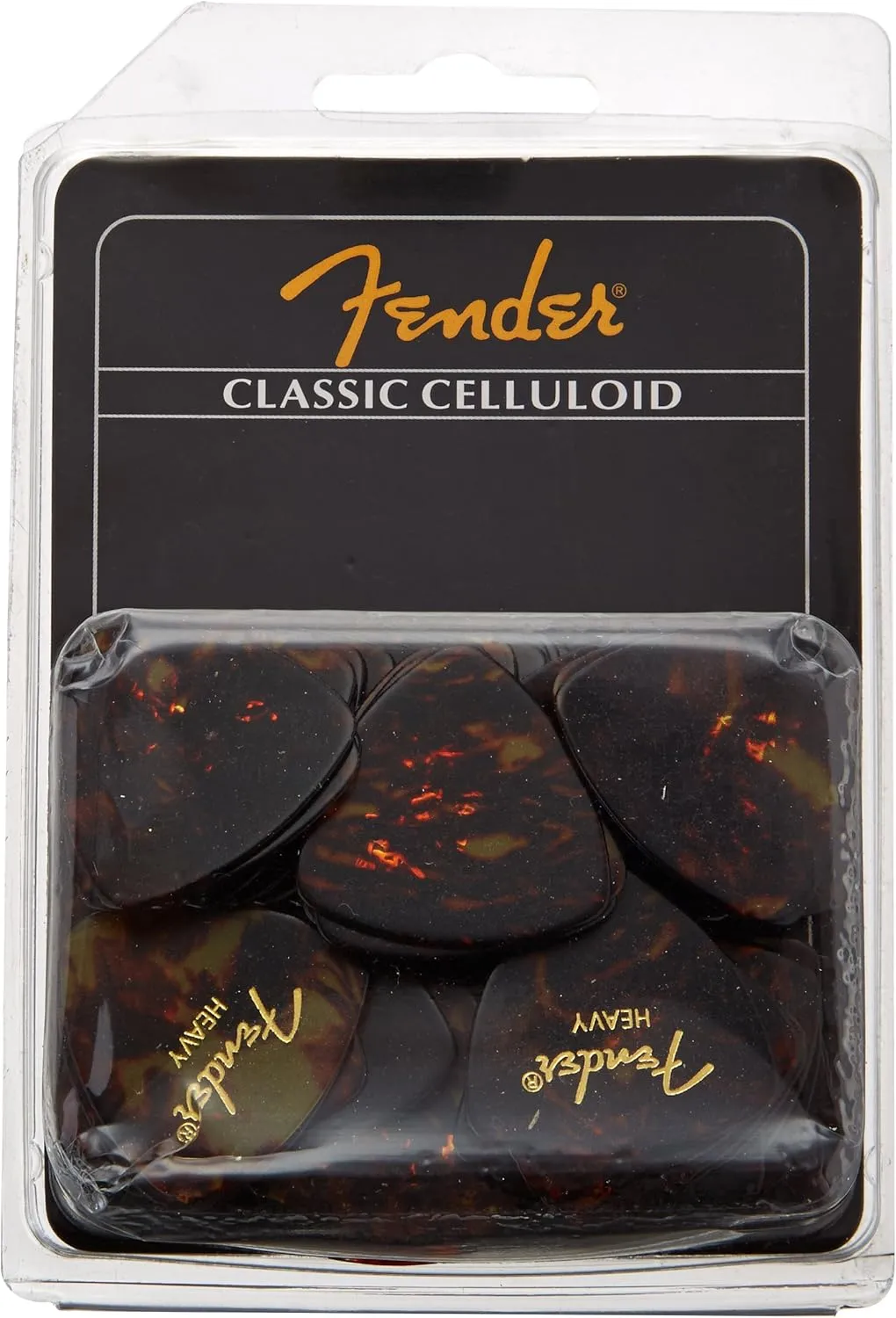 Fender 346 Classic Celluloid Guitar Picks 72-Pack - Shell - Heavy for electric guitar, acoustic guitar, mandolin, and bass