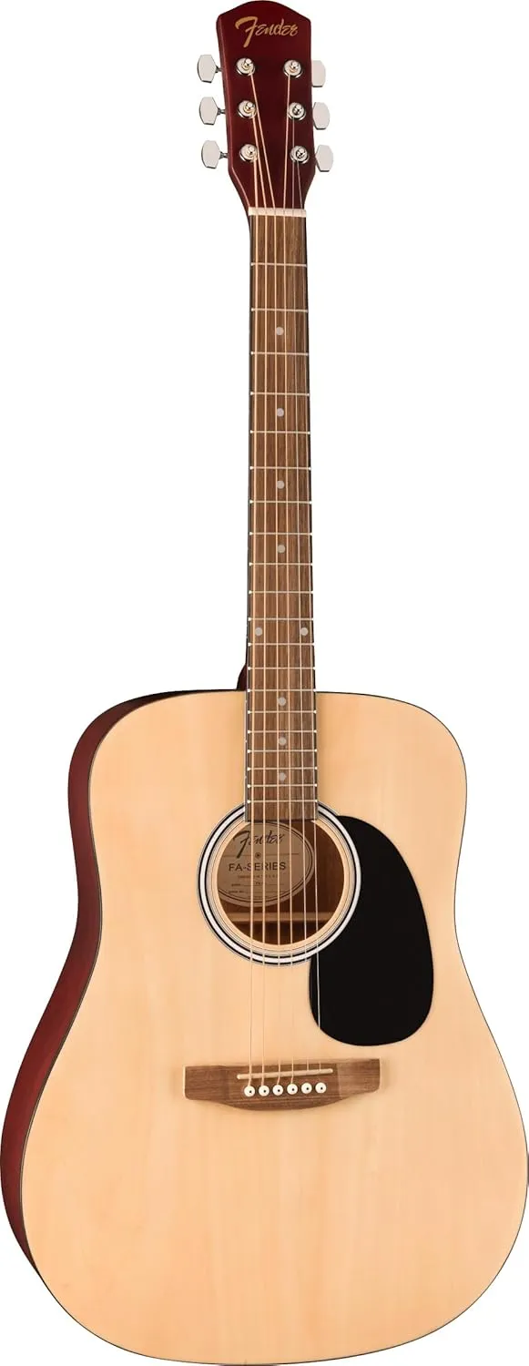 Fender Dreadnought Acoustic Guitar - Natural Bundle with Gig Bag, Strap, Strings, Picks, and Austin Bazaar Instructional Video