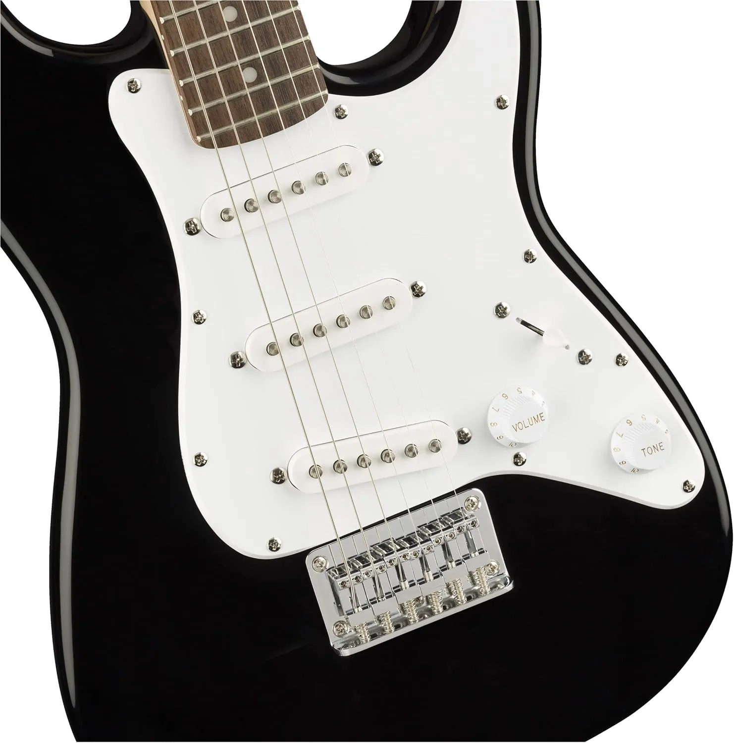 Fender Squier 3/4 Size Kids Mini Strat Electric Guitar Learn-to-Play Bundle w/ Amp, Cable, Tuner, Strap, Picks, Fender Play Online Lessons, and Austin Bazaar Instructional DVD - Black