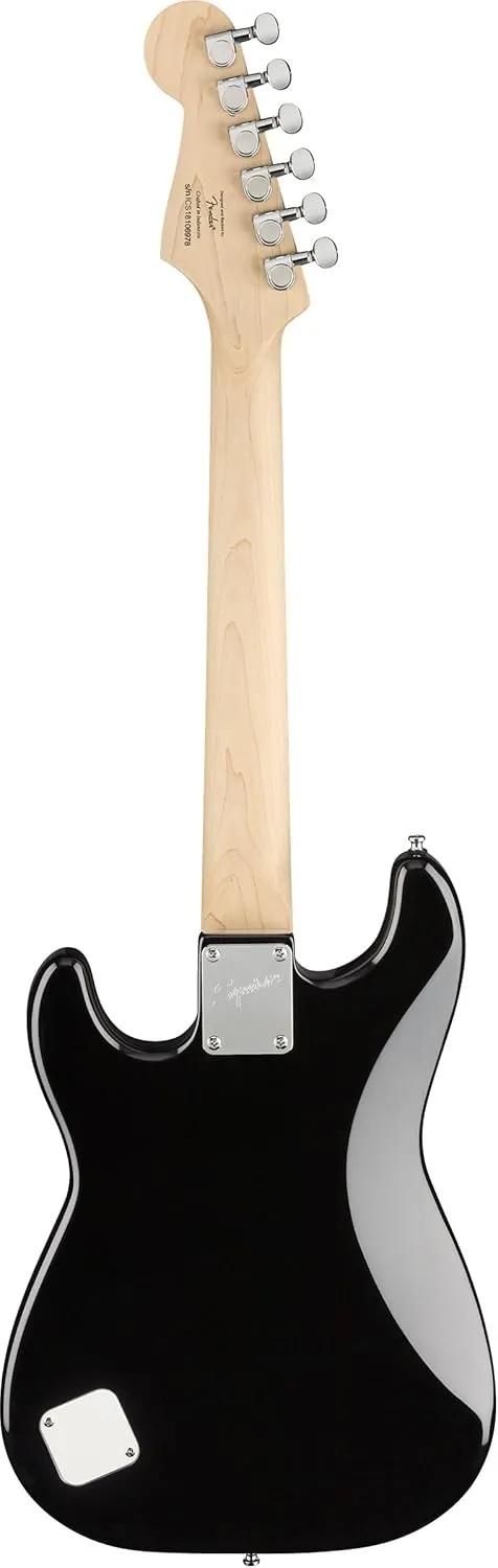 Fender Squier 3/4 Size Kids Mini Strat Electric Guitar Learn-to-Play Bundle w/ Amp, Cable, Tuner, Strap, Picks, Fender Play Online Lessons, and Austin Bazaar Instructional DVD - Black