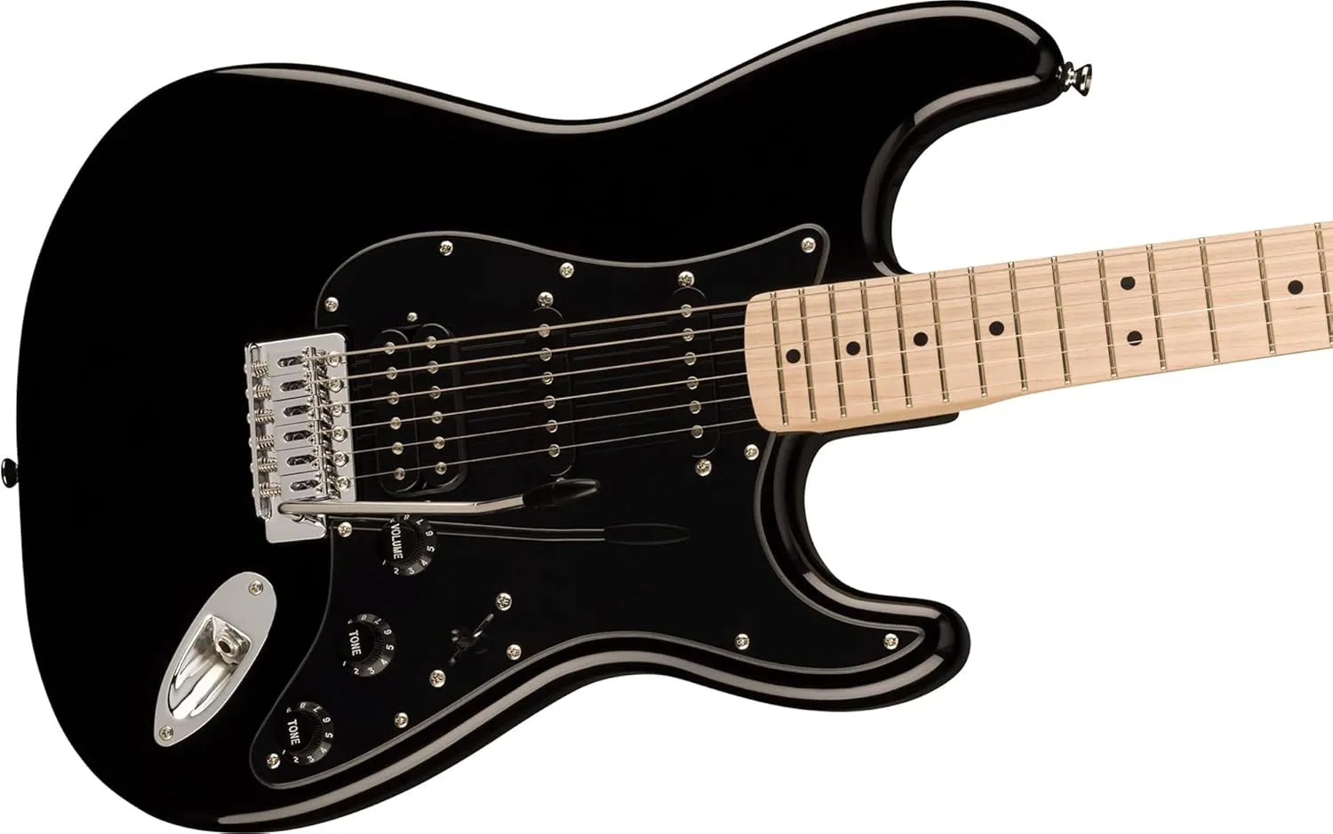 Fender Squier Sonic Stratocaster HSS - Black Bundle with Strap, Picks, and Austin Bazaar Guitar DVD