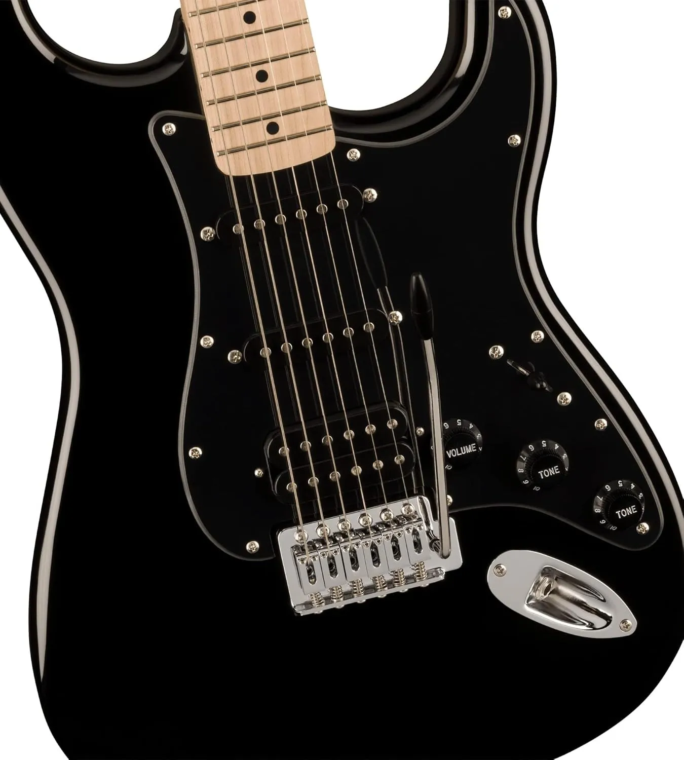Fender Squier Sonic Stratocaster HSS - Black Bundle with Strap, Picks, and Austin Bazaar Guitar DVD