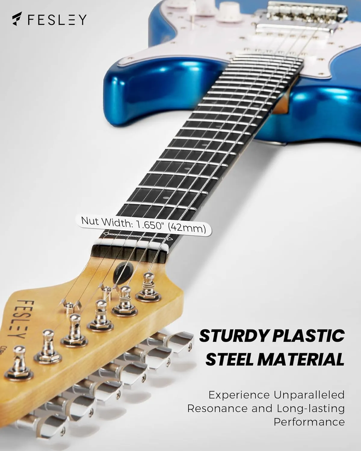 Fesley 39 Inch Electric Guitar: Beginner Electric Guitar Kit with HSS Pickup, Full Size Solid Body Guitar Starter Set with Amplifier, Bag, Strap, String, Cable, Picks, FST100, Blue