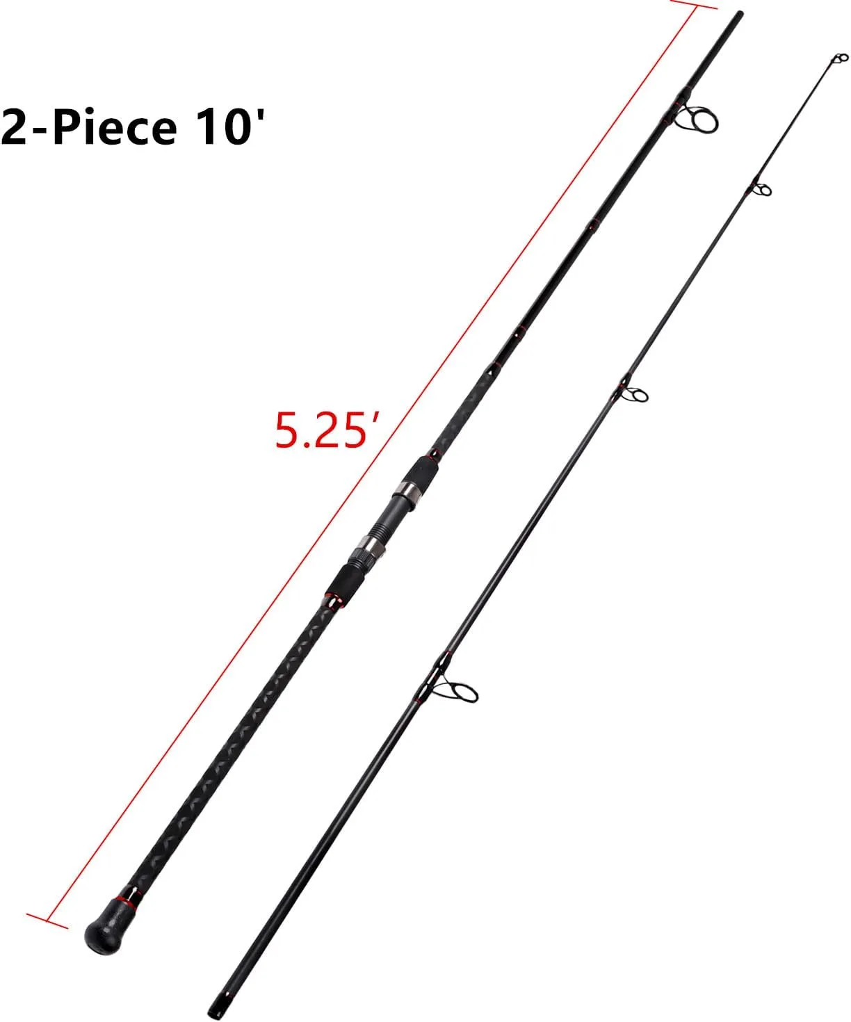 Fiblink Surf Spinning Fishing Rod 2-Piece Graphite Travel Fishing Rod(12 Feet & 10 Feet)