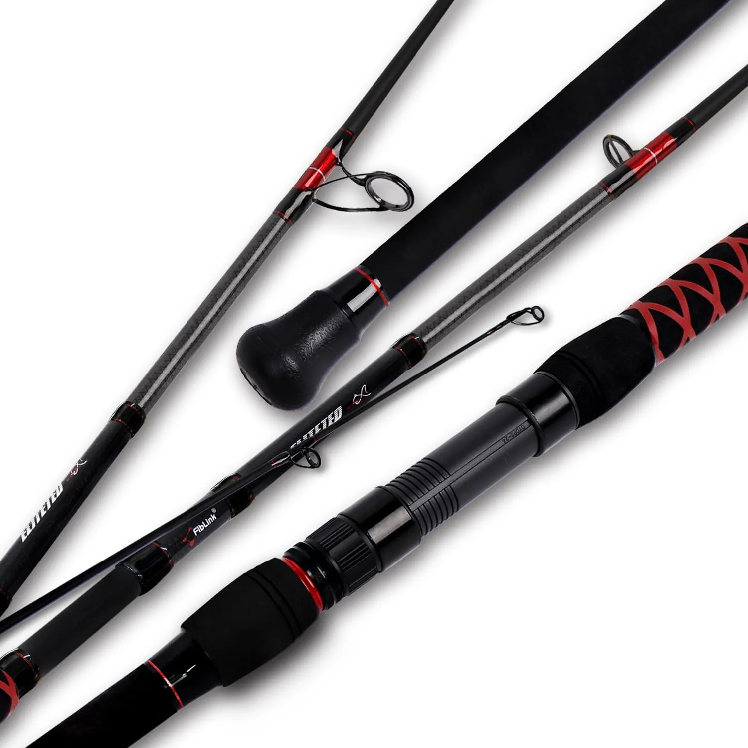 Fiblink Surf Spinning Fishing Rod 2-Piece/3-Piece/4-Piece Carbon Fiber Travel Fishing Rod (10-Feet & 12-Feet)