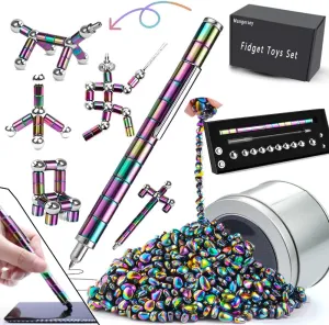 Fidget Toys Adults Set Over 600 PCS Magnetic Balls and Fidget Pen with Gift Box for Cool Stuff