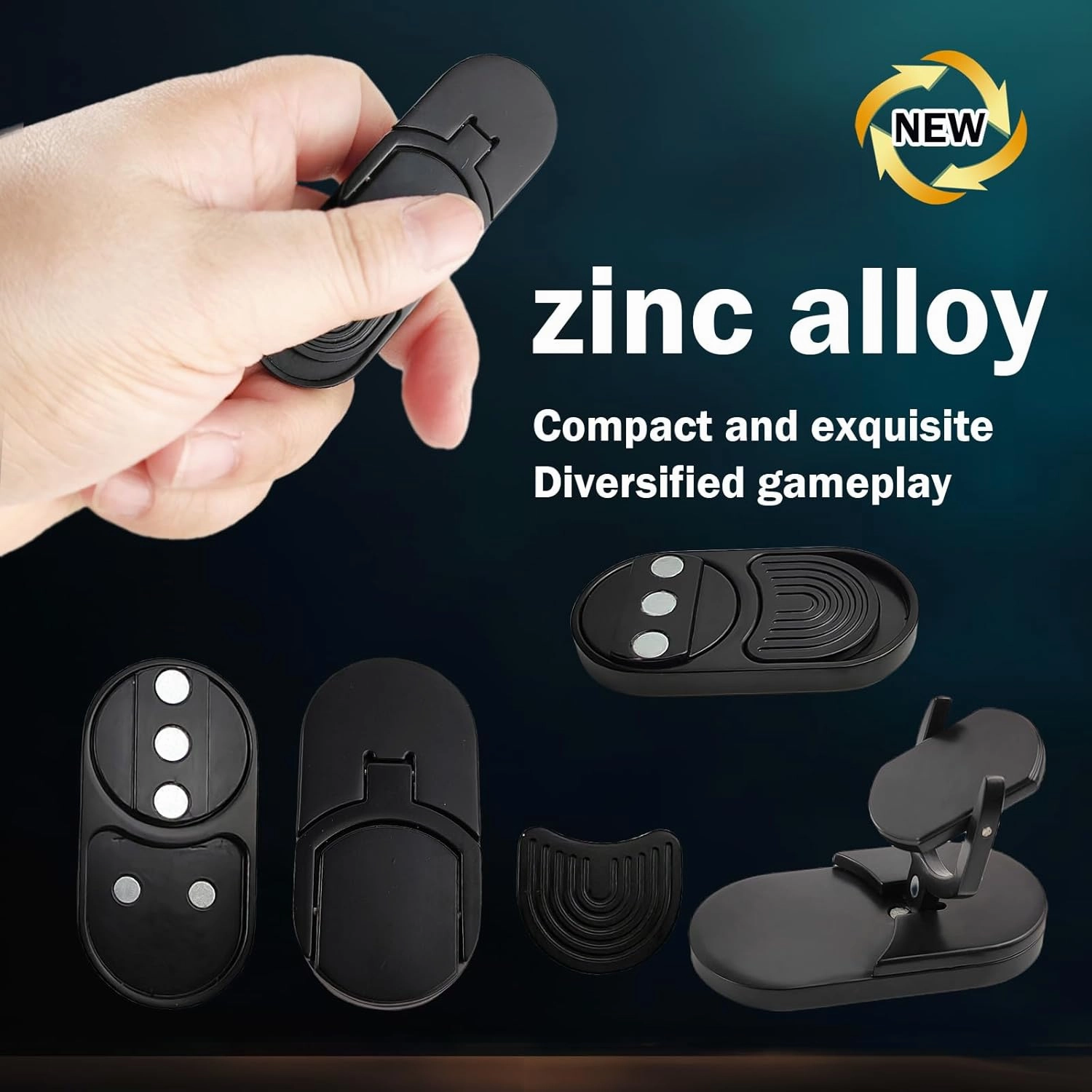 Fidget Adults Toy for ADHD，Magnetic Metal Fidget Toy for Desk，Cool EDC Magnets Slider Stress Relief Toy for Office，Anxiety Relief Haptic Multiple Ways Play Finger Push Spin Coins Decompression Toys