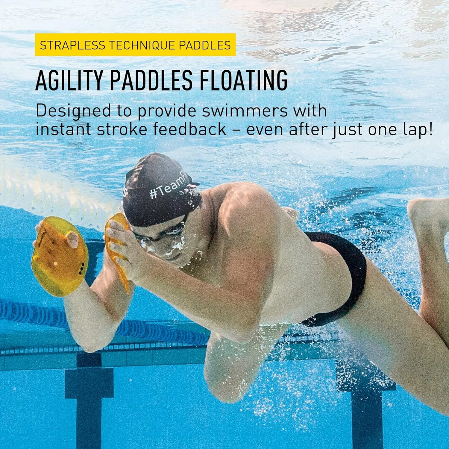 FINIS Agility Floating Swim Paddles - Strapless Design for Stroke Technique - Instant Feedback