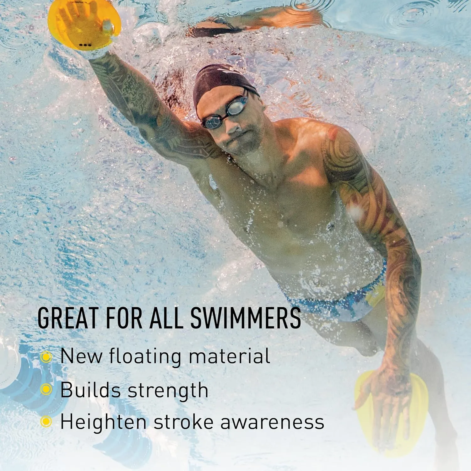 FINIS Agility Floating Swim Paddles - Strapless Design for Stroke Technique - Instant Feedback