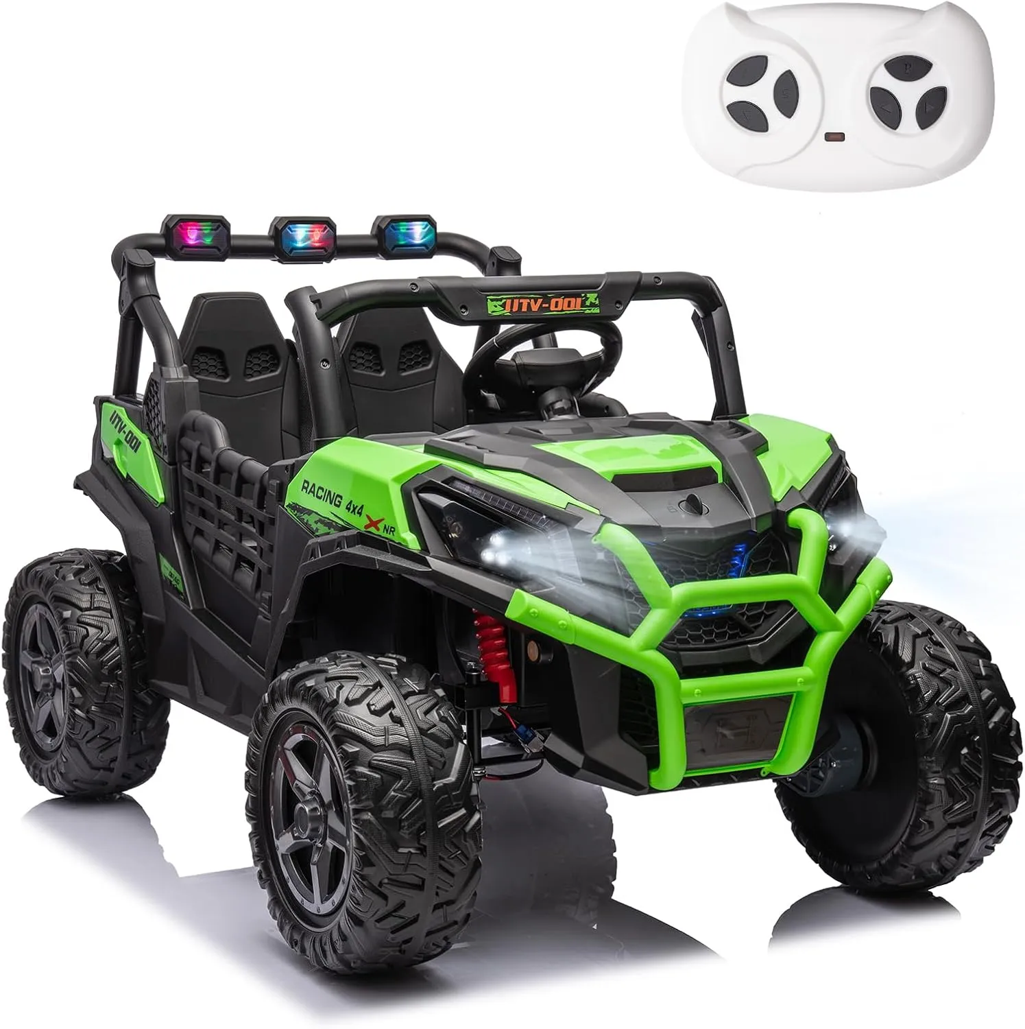 FINITO 2 Seats 24V 4x4 Motorized Ride on UTV Ride on Toy Car Remote Control, Kids Electric Ride on UTV,Off-Road Electric Vehicles for Boys Girls, Green