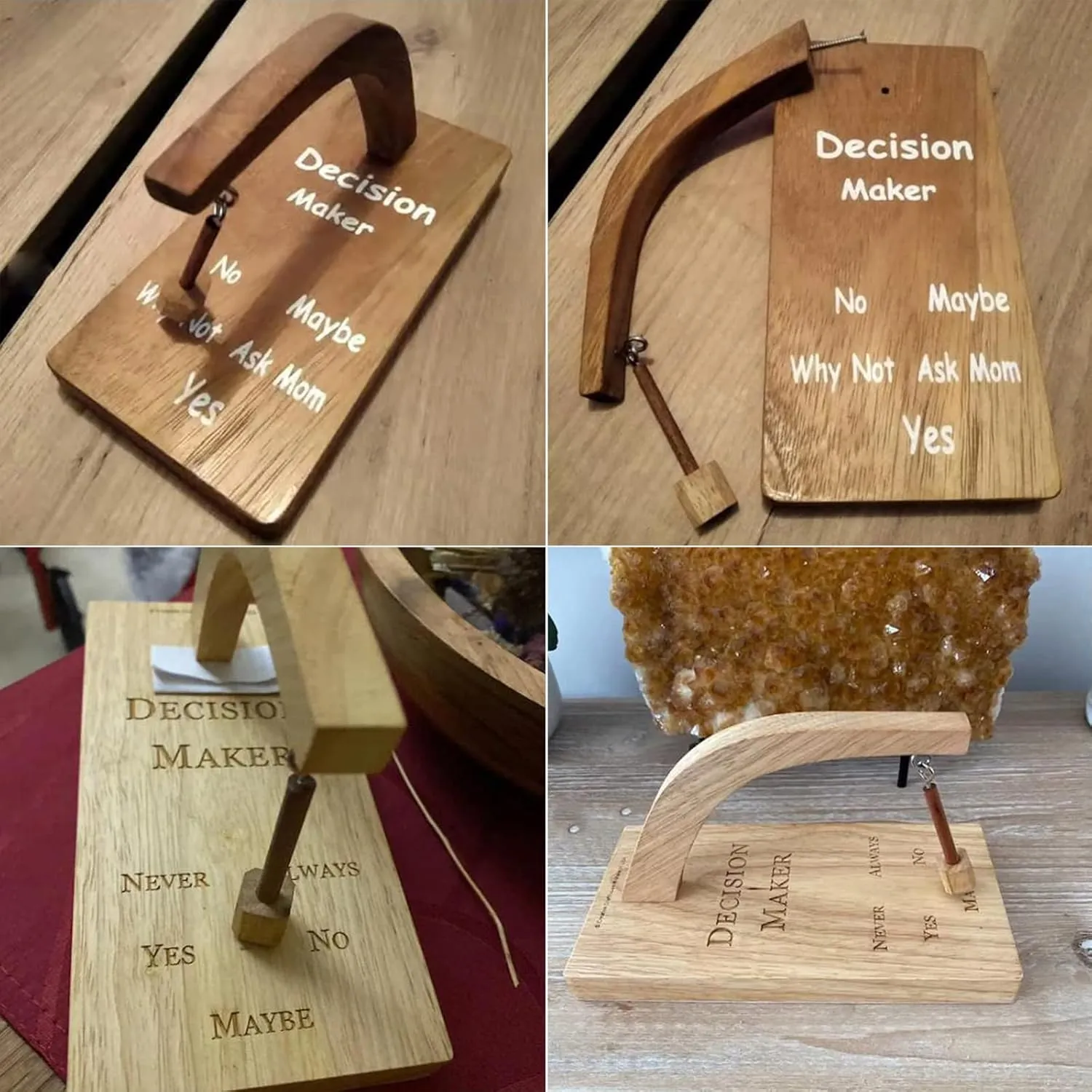 Firlar Creative Magnetic Decision Maker, Wooden Decision Maker Magnetic Swing Pendulum Decision Desk Tabletop Game Toy, Magnetic Wobbler, Swing The Pendulum and Find The Answer to Your Question!