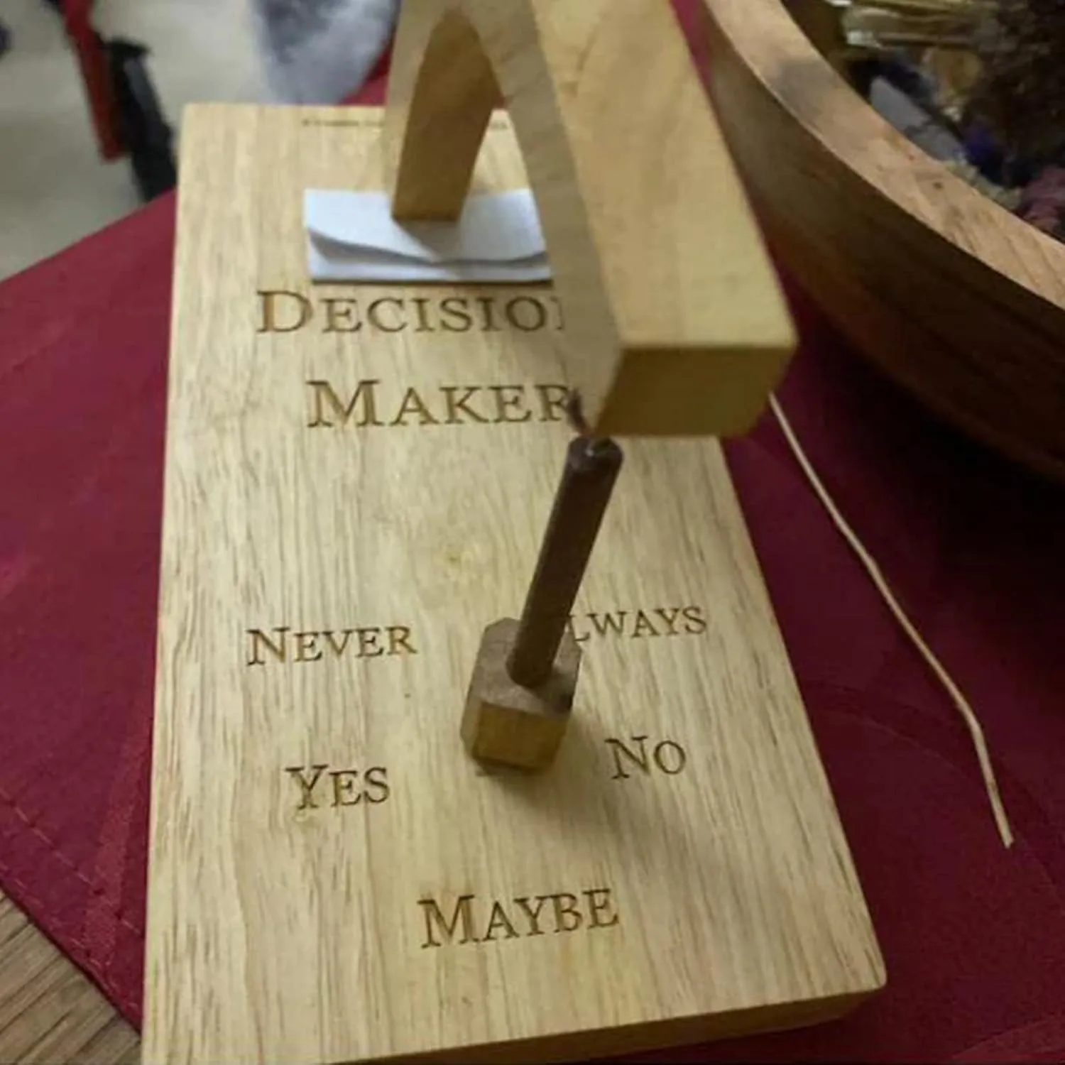 Firlar Creative Magnetic Decision Maker, Wooden Decision Maker Magnetic Swing Pendulum Decision Desk Tabletop Game Toy, Magnetic Wobbler, Swing The Pendulum and Find The Answer to Your Question!