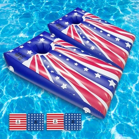 Fisca Pool Cornhole Game Inflatable Floating Bean Bag Toss Game Toy, Summer Pool Party Toys for Kids Teens Adults and Family, Including 8 Floating Bean Bags (2 Pack)