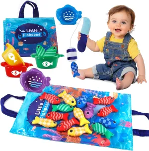 Fish Montessori Toys Gift for Baby Boy 1 year Old 12-18 Months, 22 pcs Fishing Sorting T oys 1 2 3 Year Kids with Stacking Cups, Boy Toy One Year Old Girls Easter Birthday Gift Toys for 1 2 Year Old