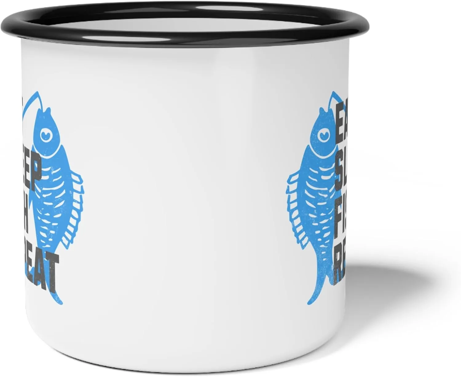 Fishing Enamel Camp Cup, Eat Sleep Fish Repeat Mug, Outdoor Adventure Drinkware, Fisherman Gift, Camping Accessories
