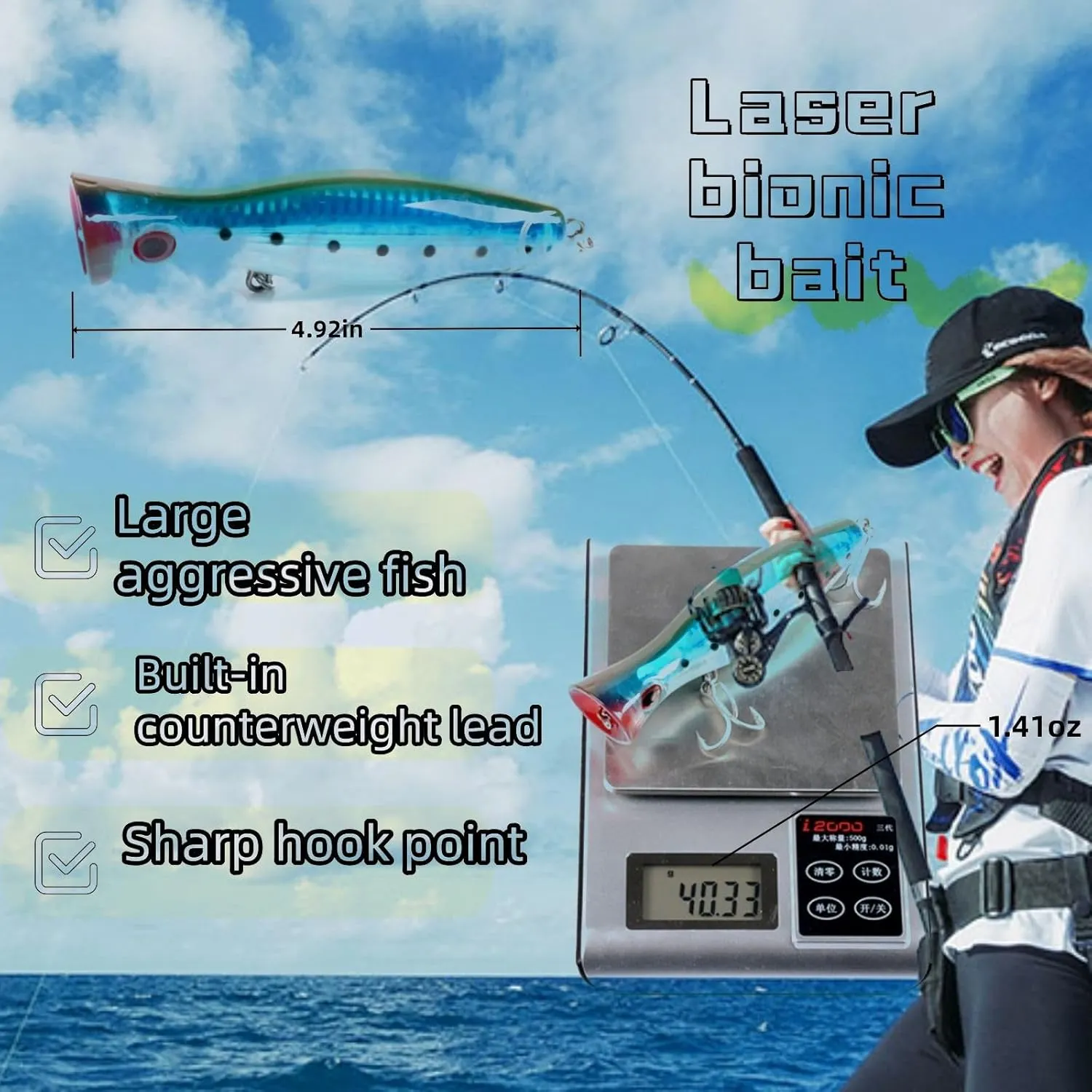 Fishing Hard Lures Baits, Saltwater Popper Offshore Big Game Top Water Tuna Lures Heavy Duty Hard Lures Baits