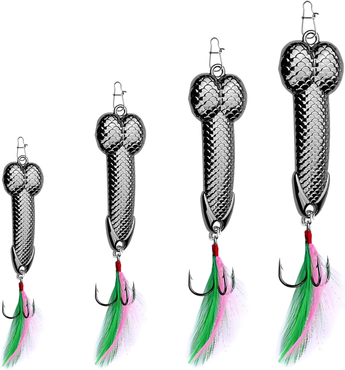 Fishing Lures Gag Gift for Men, White Elephant Gift Father's Day Angler Fishermen Metal Luminous Long Casting Sequin Spoons Lures for Bass