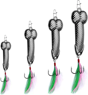 Fishing Lures Gag Gift for Men, White Elephant Gift Father's Day Angler Fishermen Metal Luminous Long Casting Sequin Spoons Lures for Bass